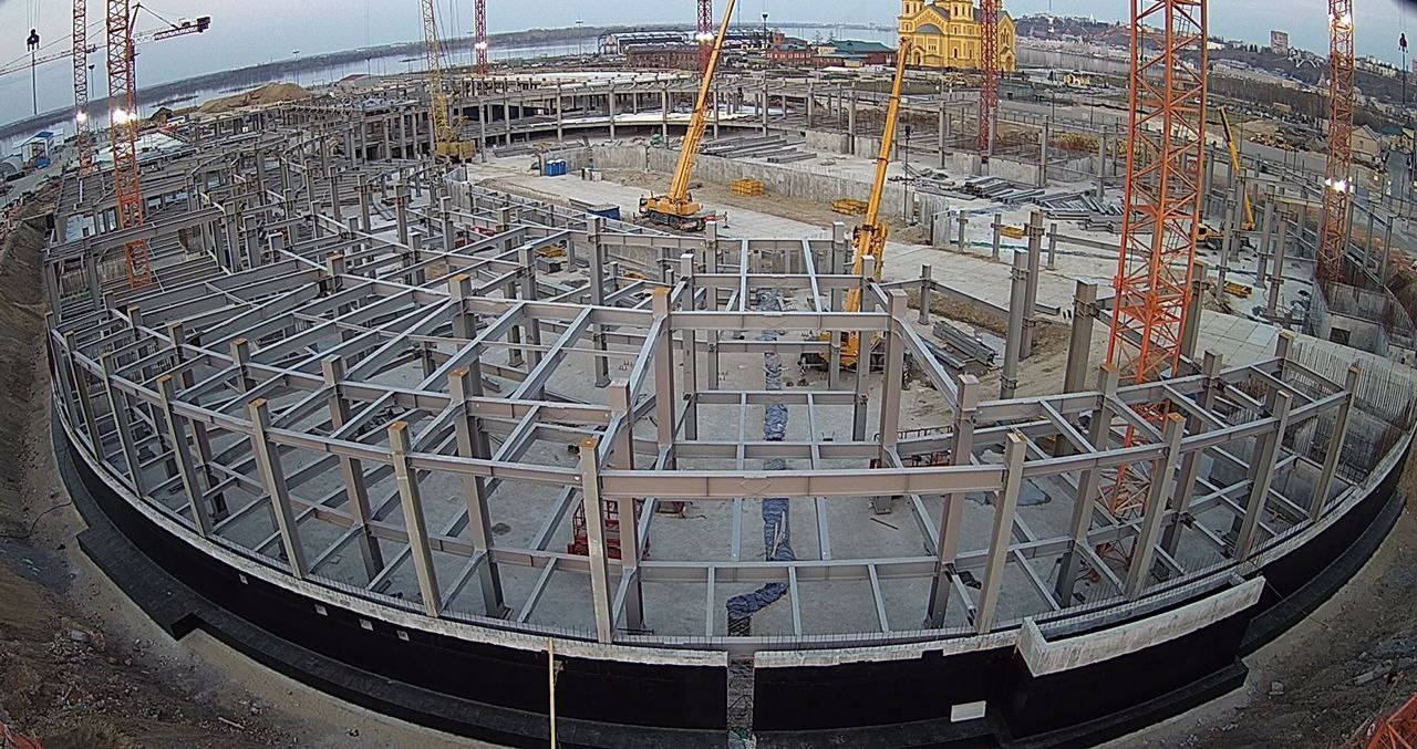 Смонтировано более трех тысяч тонн металлоконструкций Ледовой арены